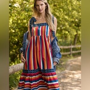 PRINTFRESH The Way Around Dress Garnet Glow Season Stripes Size Medium